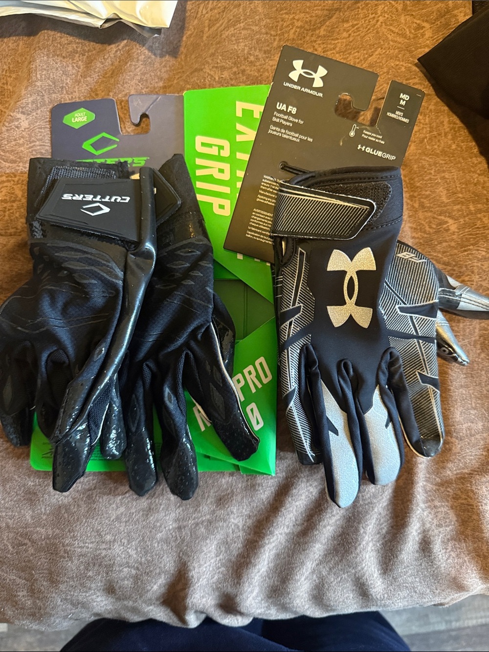 2 pair football gloves - men’s medium and large